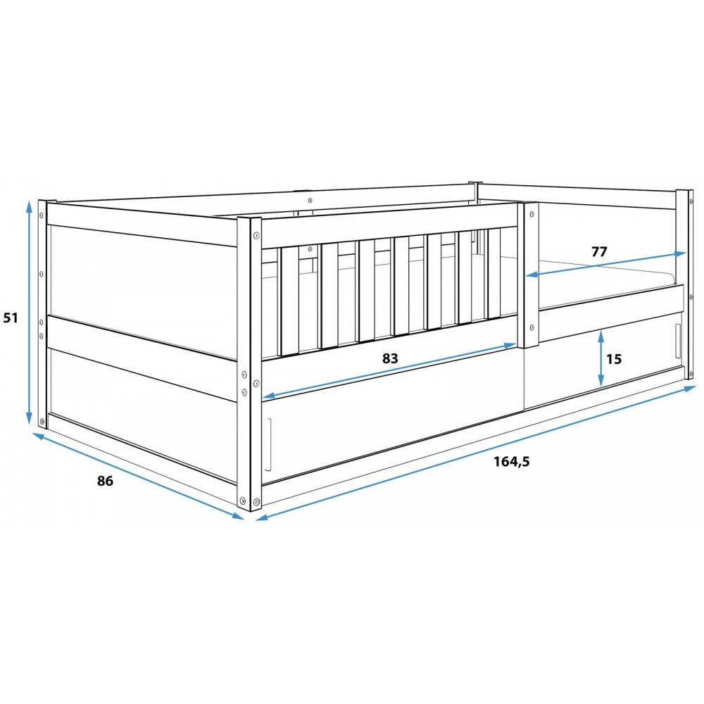 Παιδικό Κρεβάτι Woody 164.5x86x51