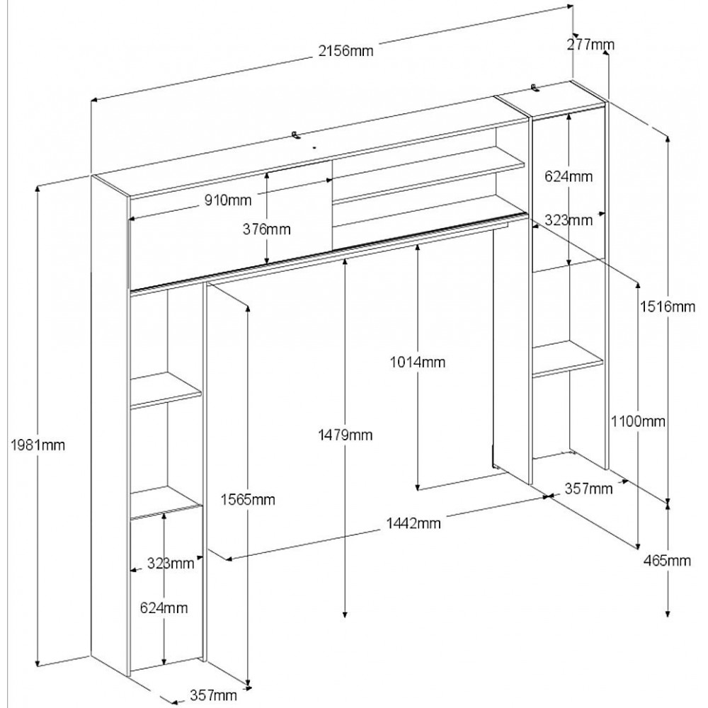 Εταζέρα για σύνθετο σαλονιού Eden-Fusiko-Leuko
