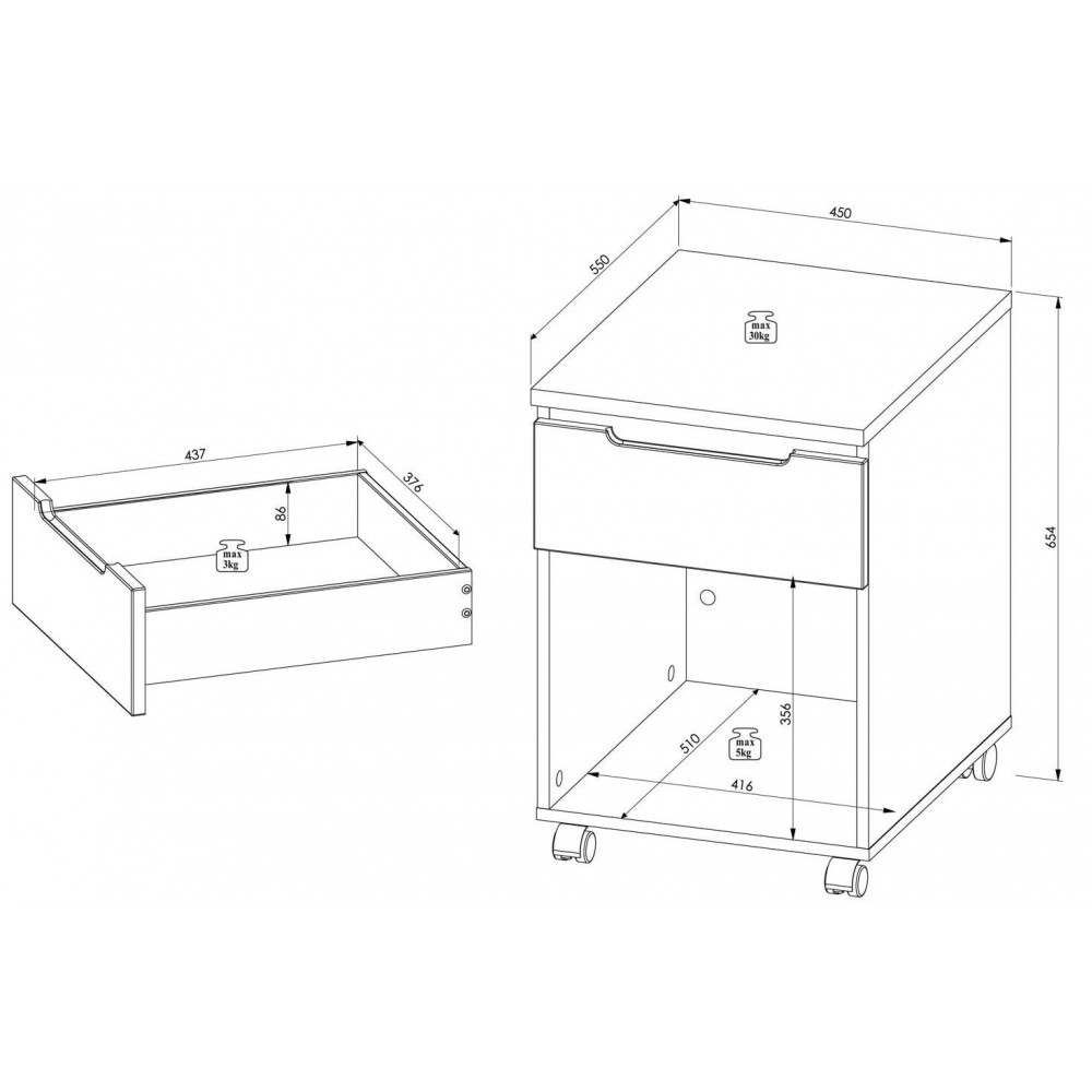 Συρταριέρα τροχηλάτη Johnson I