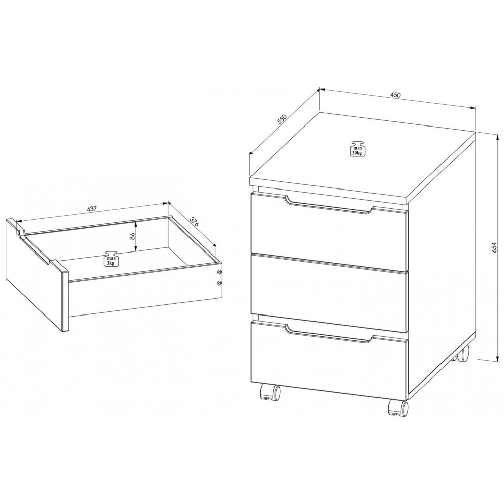 Συρταριέρα τροχηλάτη Johnson II