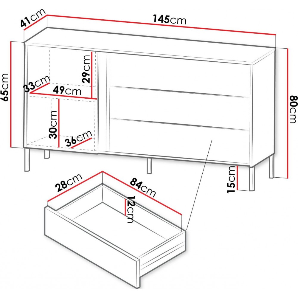 Μπουφές Mia III-Fusiko-Mavro
