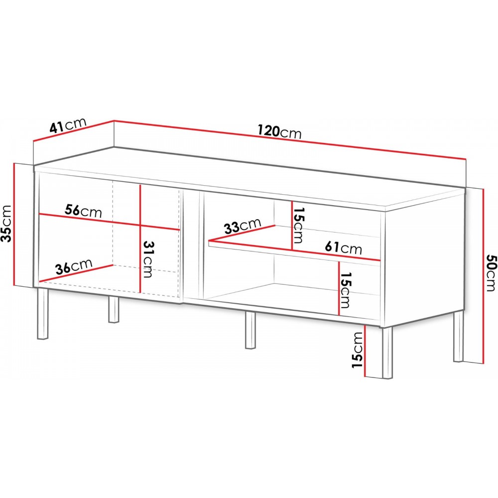 Έπιπλο τηλεόρασης Mia II-Fusiko-Mavro