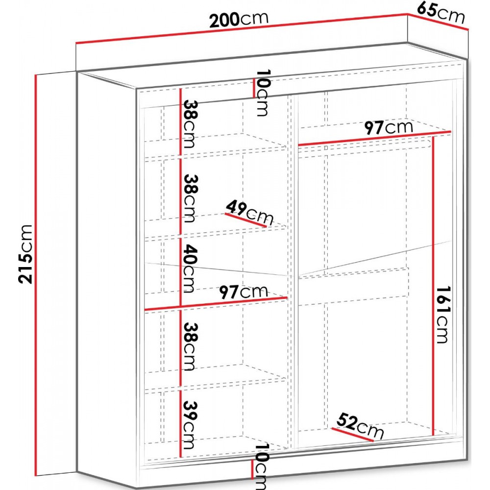 Ντουλάπα Aston I συρόμενη-Gkri Anoixto-Fusiko