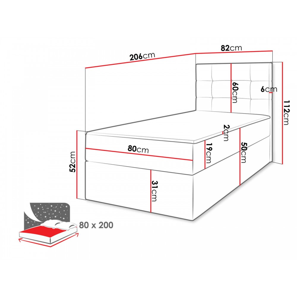 Επενδυμένο κρεβάτι Cineplex-Anthraki-80 x 200