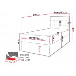 Επενδυμένο κρεβάτι Cineplex-Gkri Skouro-80 x 200