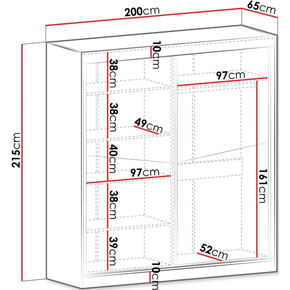 Ντουλάπα Aston II συρόμενη-Gkri Anoixto-Fusiko