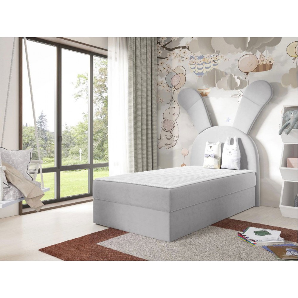 Επενδυμένο κρεβάτι Bunny Light-Gkri-Deksia