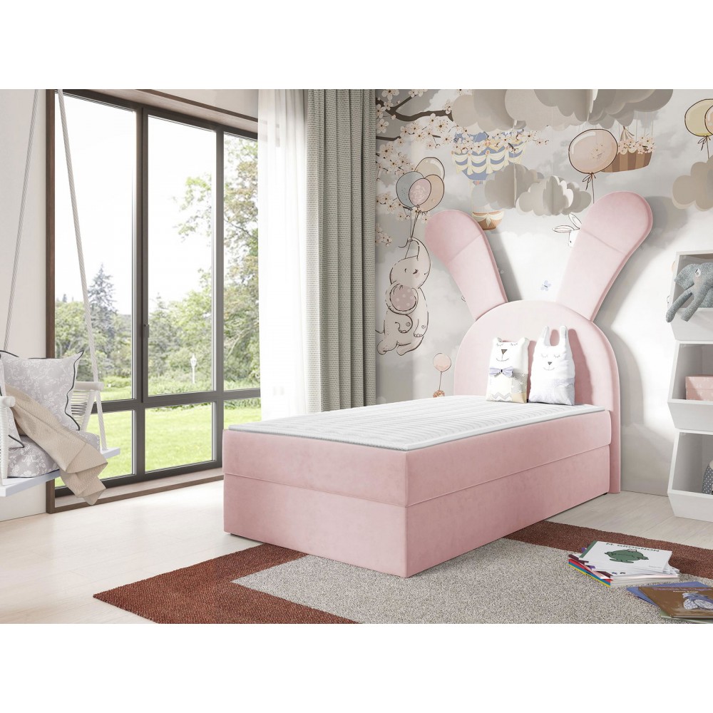 Επενδυμένο κρεβάτι Bunny Light-Roz-Deksia