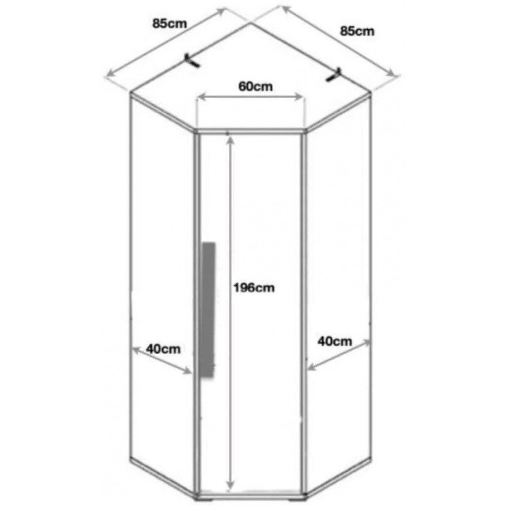 Γωνιακή ντουλάπα Spotlight-Gkri - Leuko