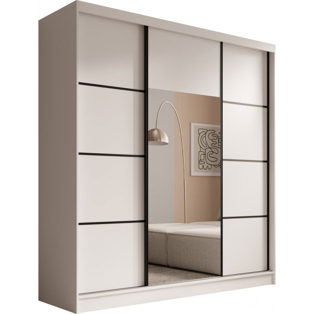 Ντουλάπα Kalli 200 συρόμενη-Leuko-Mauro 200x61x215