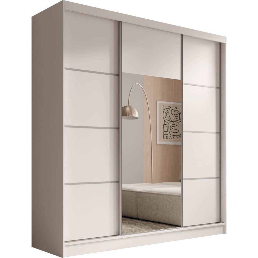 Ντουλάπα Kalli 200 συρόμενη-Leuko-Gkri 200x61x215