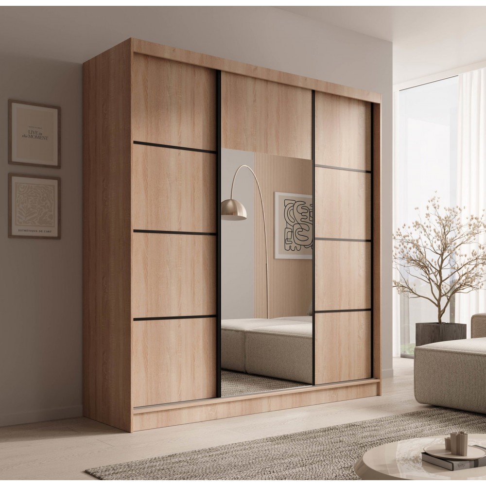 Ντουλάπα Kalli 200 συρόμενη-Sonoma - Mauro 200x61x215