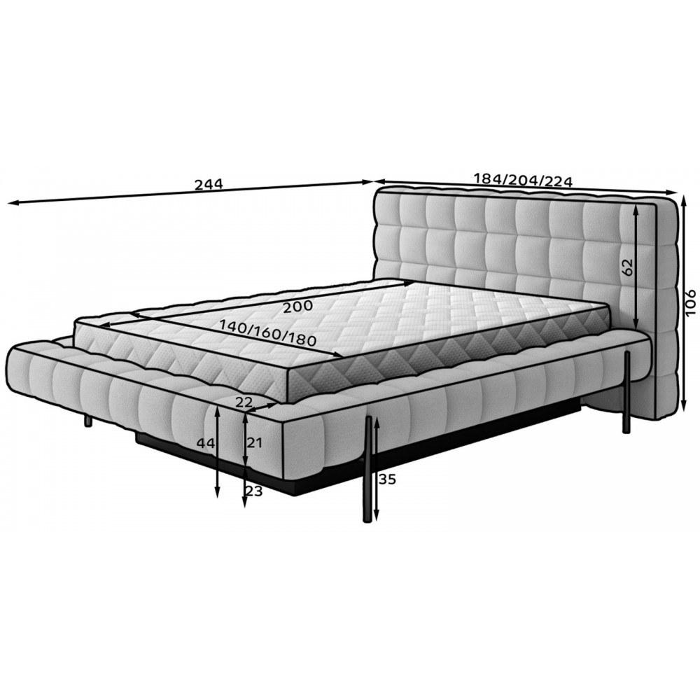 Επενδυμένο κρεβάτι Cloud-Leuko-160 x 200