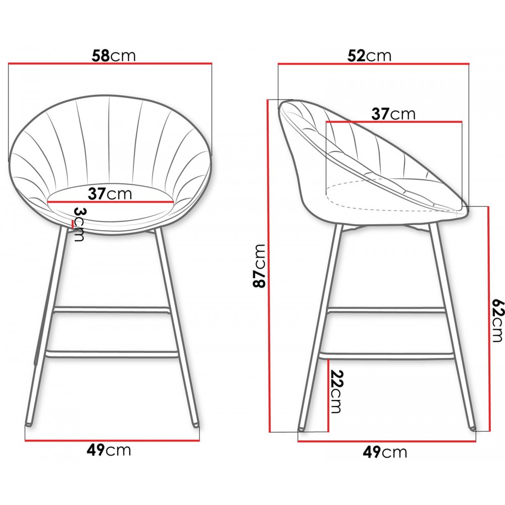 Σετ 2 σκαμπό μπαρ Hoker