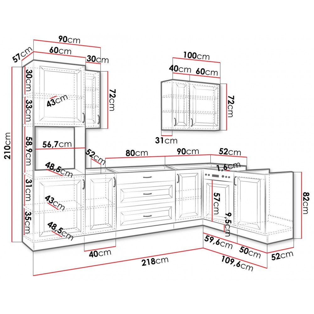 Σύνθεση κουζίνας Retroline I-Leuko