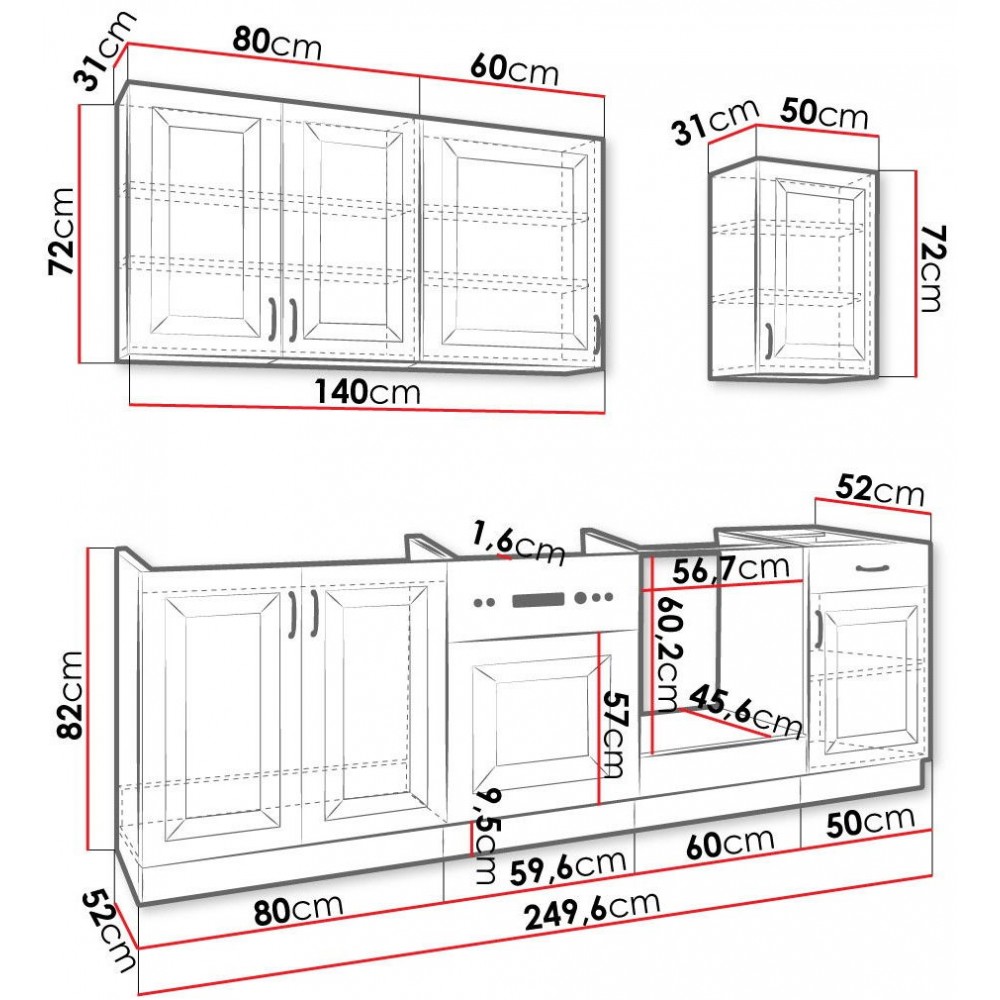 Σύνθεση κουζίνας Retroline V-Gkri-Fusiko