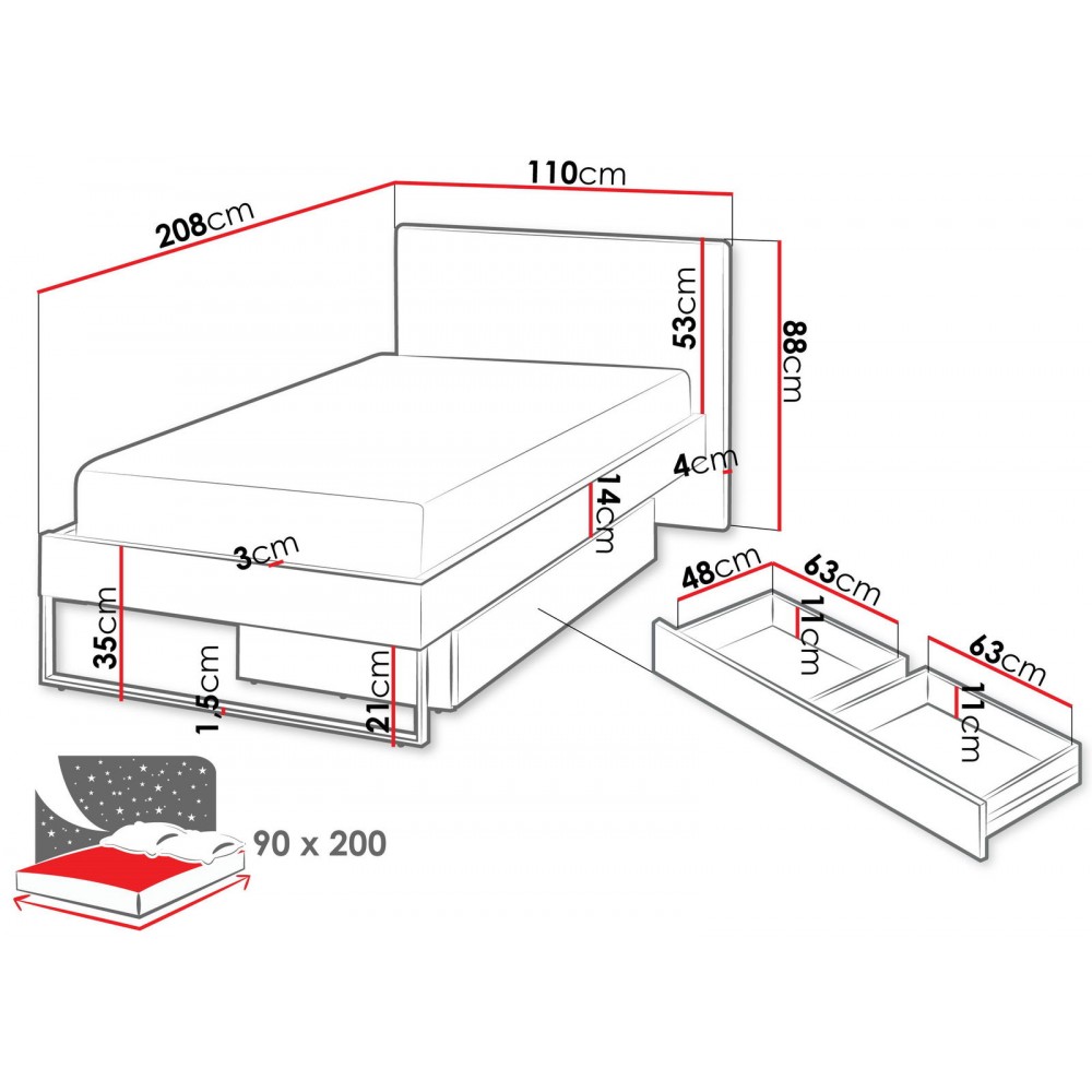 Κρεβάτι Sigma-90 x 200