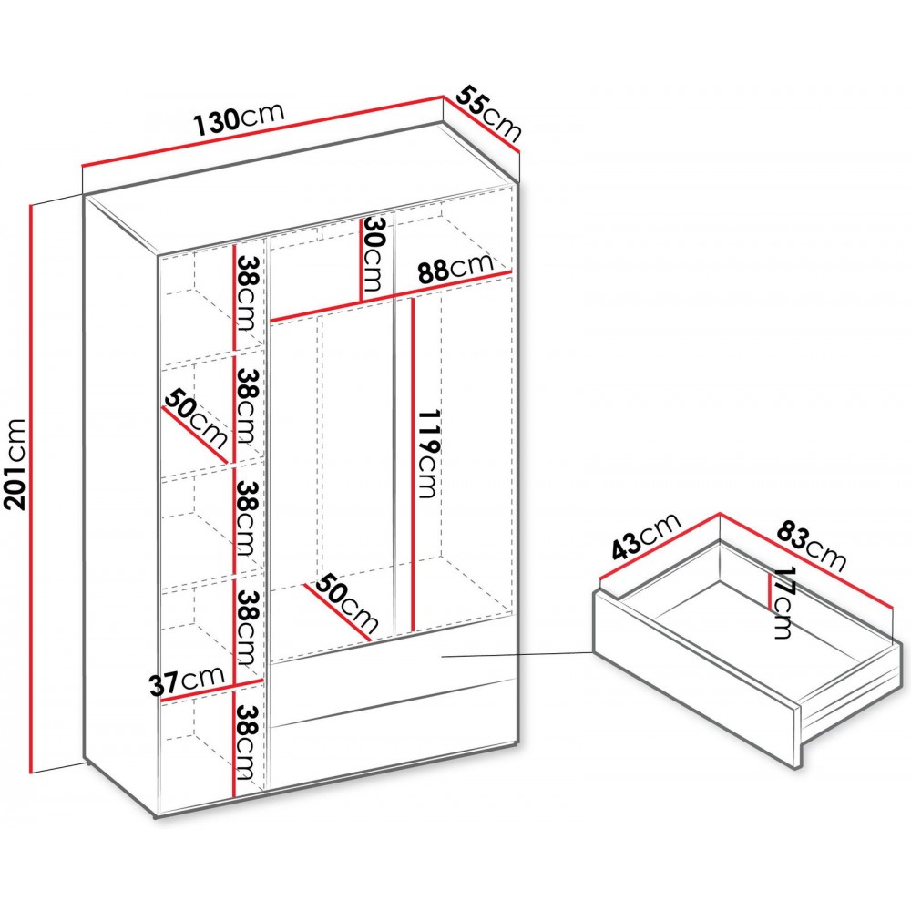 Ντουλάπα Sigma τρίφυλλη