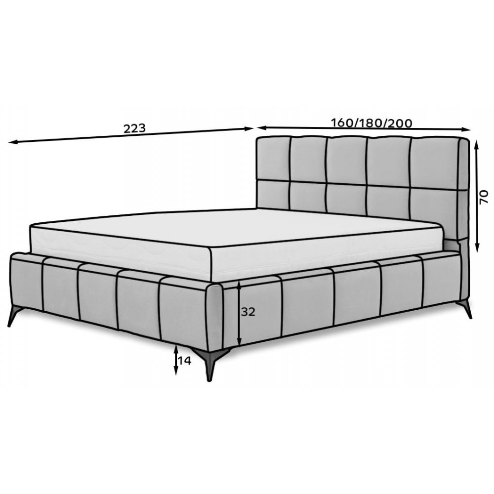 Επενδυμένο κρεβάτι Mosad-Kafe Anoixto-160 x 200