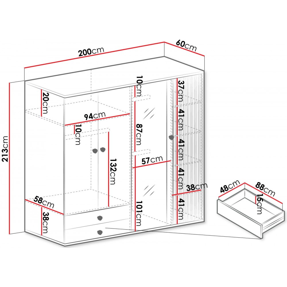 Ντουλάπα Cali τετράφυλλη
