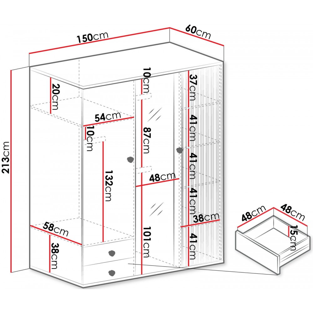 Ντουλάπα Cali τρίφυλλη