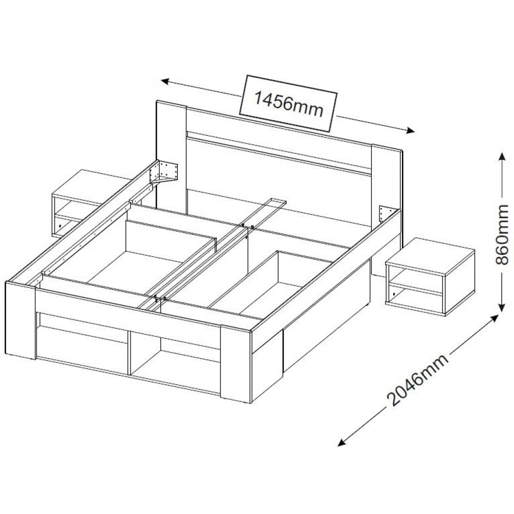 Κρεβάτι Corina με δύο κομοδίνα-140 x 200