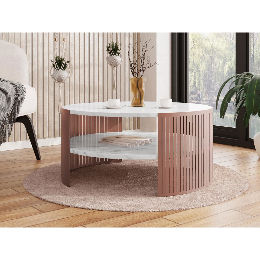 Τραπεζάκι σαλονιού Fikoli Ember-Leuko Marmaro