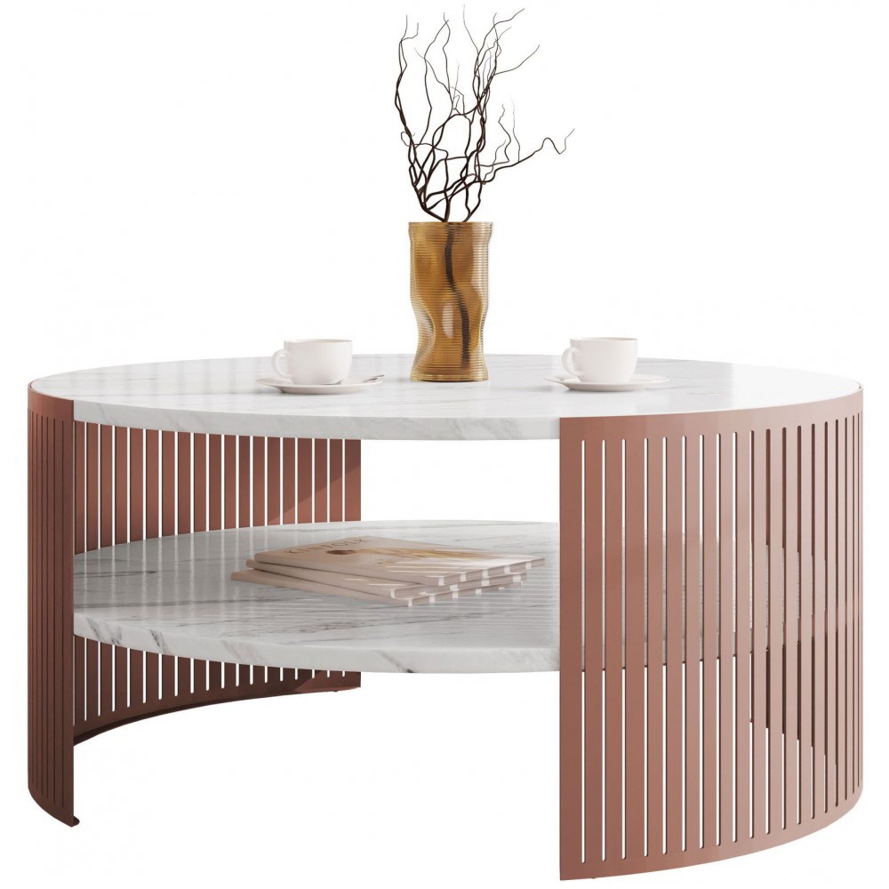 Τραπεζάκι σαλονιού Fikoli Ember-Leuko Marmaro