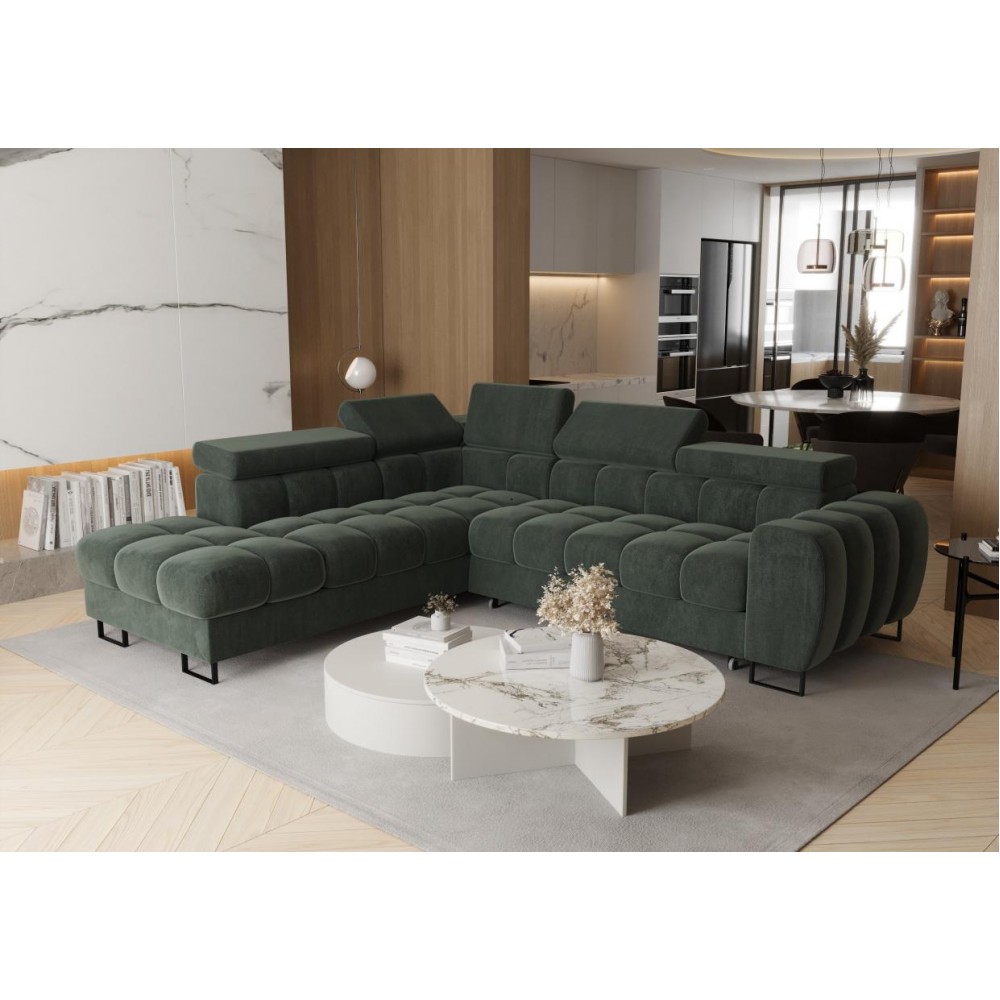 Γωνιακός καναπές Lordy-Prasino-Αριστερή