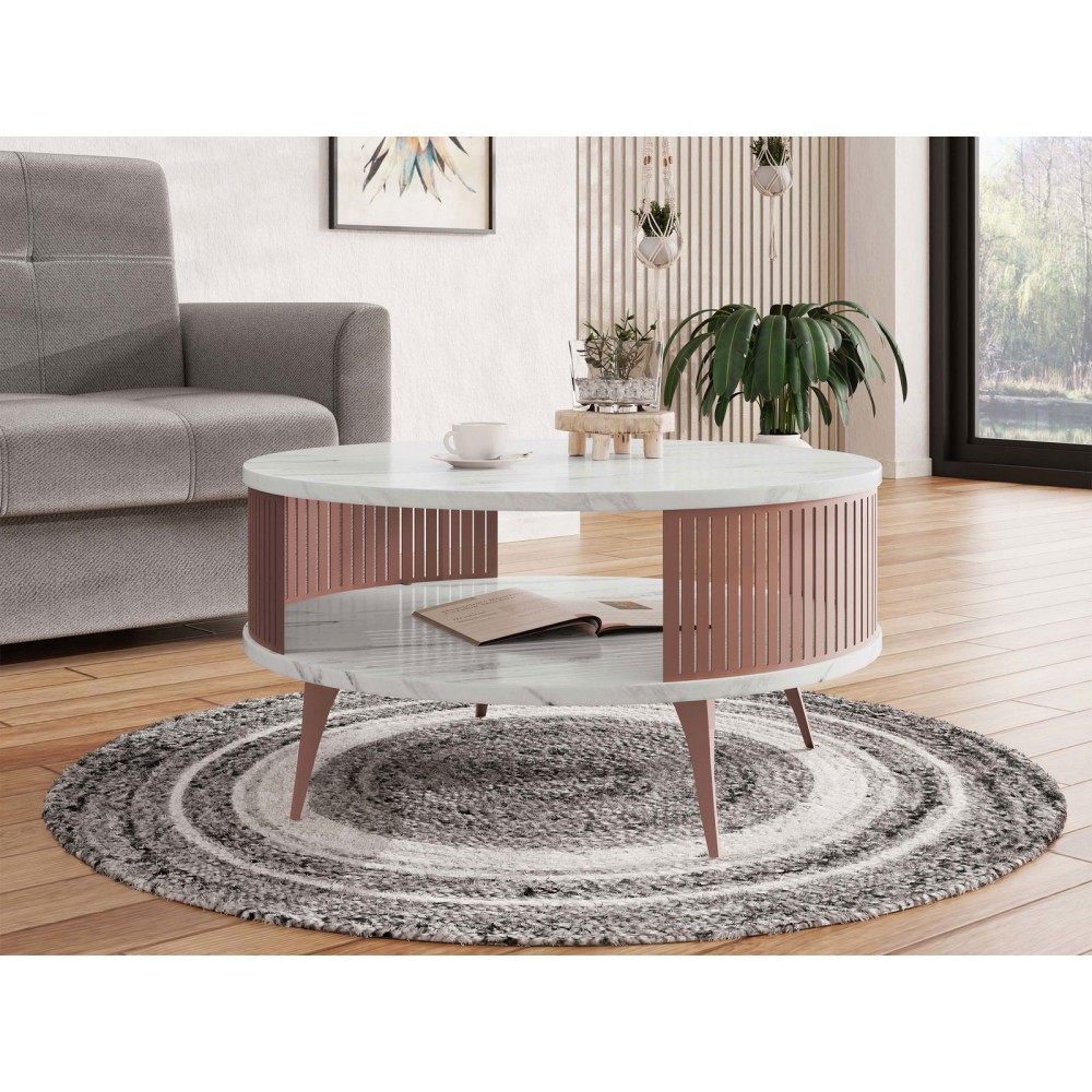 Τραπεζάκι σαλονιού Roenni Ember-Leuko Marmaro