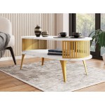 Τραπεζάκι σαλονιού Roenni Gold-Leuko Marmaro