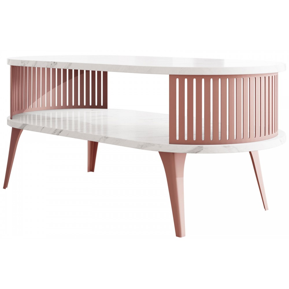 Τραπεζάκι σαλονιού Roenni Ember ΙΙ-Leuko Marmaro