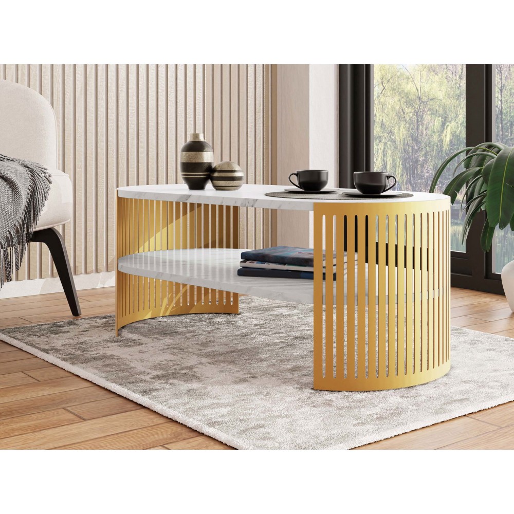 Τραπεζάκι σαλονιού Fikoli GD I-Leuko Marmaro