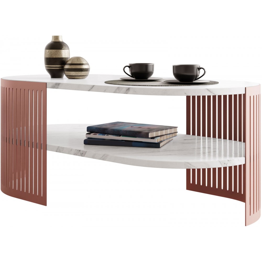 Τραπεζάκι σαλονιού Fikoli Ember II-Leuko Marmaro