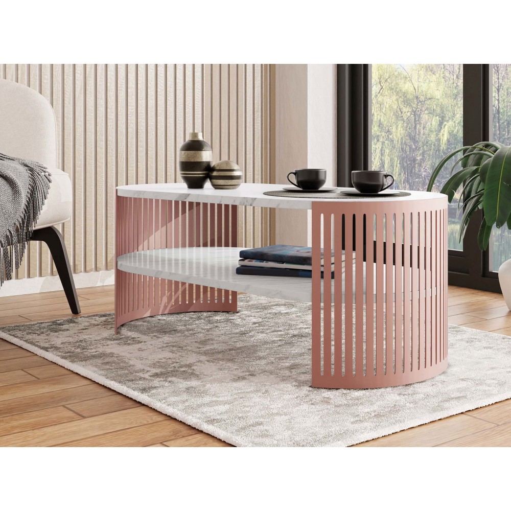 Τραπεζάκι σαλονιού Fikoli Ember I-Leuko Marmaro