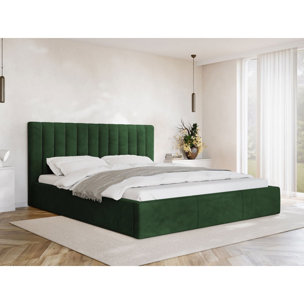 Επενδυμένο κρεβάτι Cosmos-Prasino-200 x 200