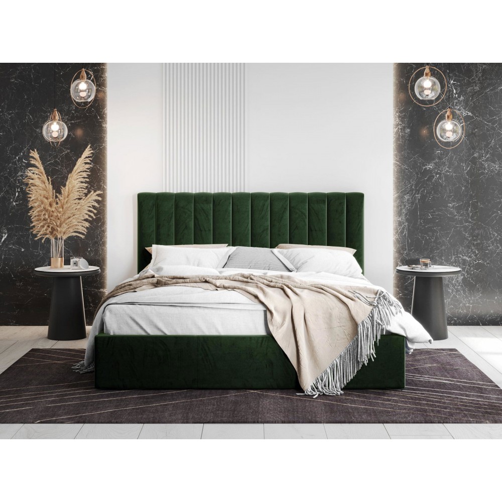 Επενδυμένο κρεβάτι Cosmos-Prasino-200 x 200