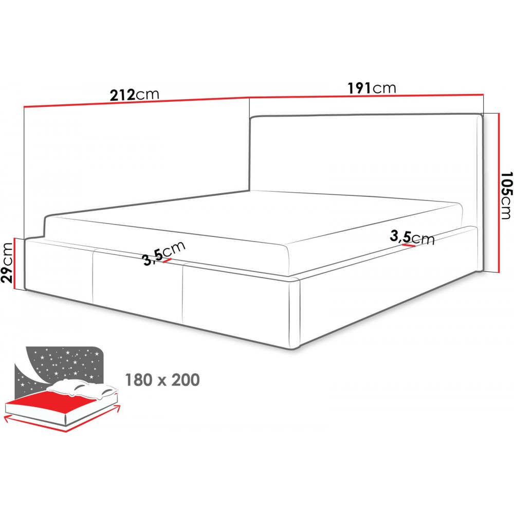 Επενδυμένο κρεβάτι Swift-Mauro-180 x 200