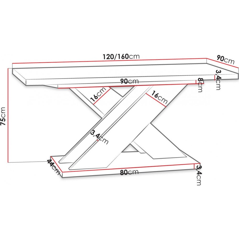 Τραπέζι Xao επεκτεινόμενο-Gkri-Leuko