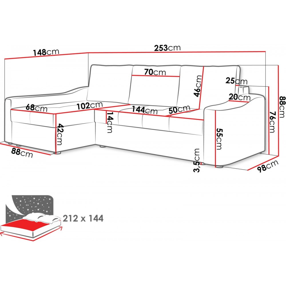 Γωνιακός καναπές Harbor-Gkri Skouro-Δεξιά