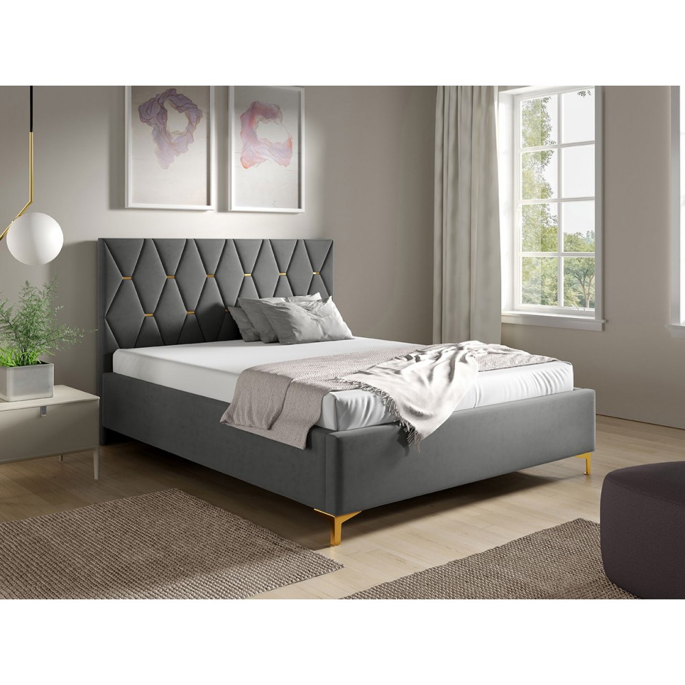 Επενδυμένο κρεβάτι Totti-Gkri Skouro-140 x 200