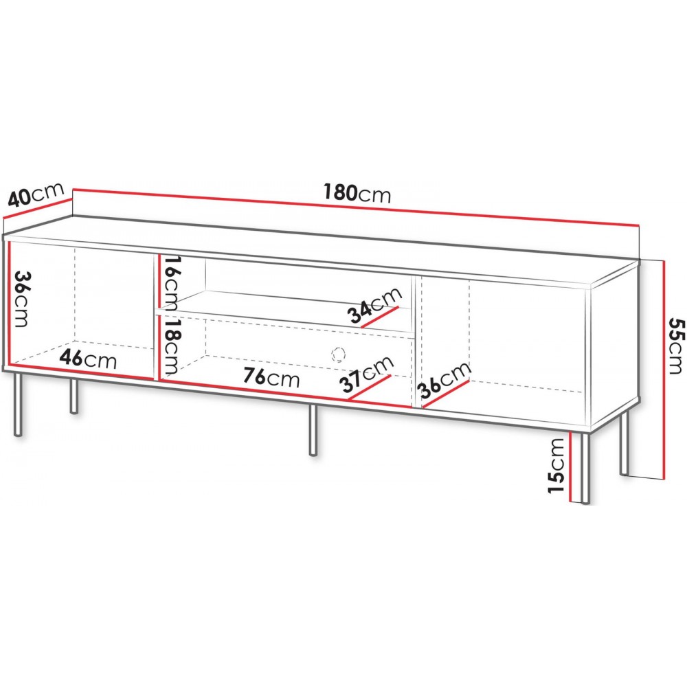 Έπιπλο τηλεόρασης Tresse 180 EF-Prasino Skouro