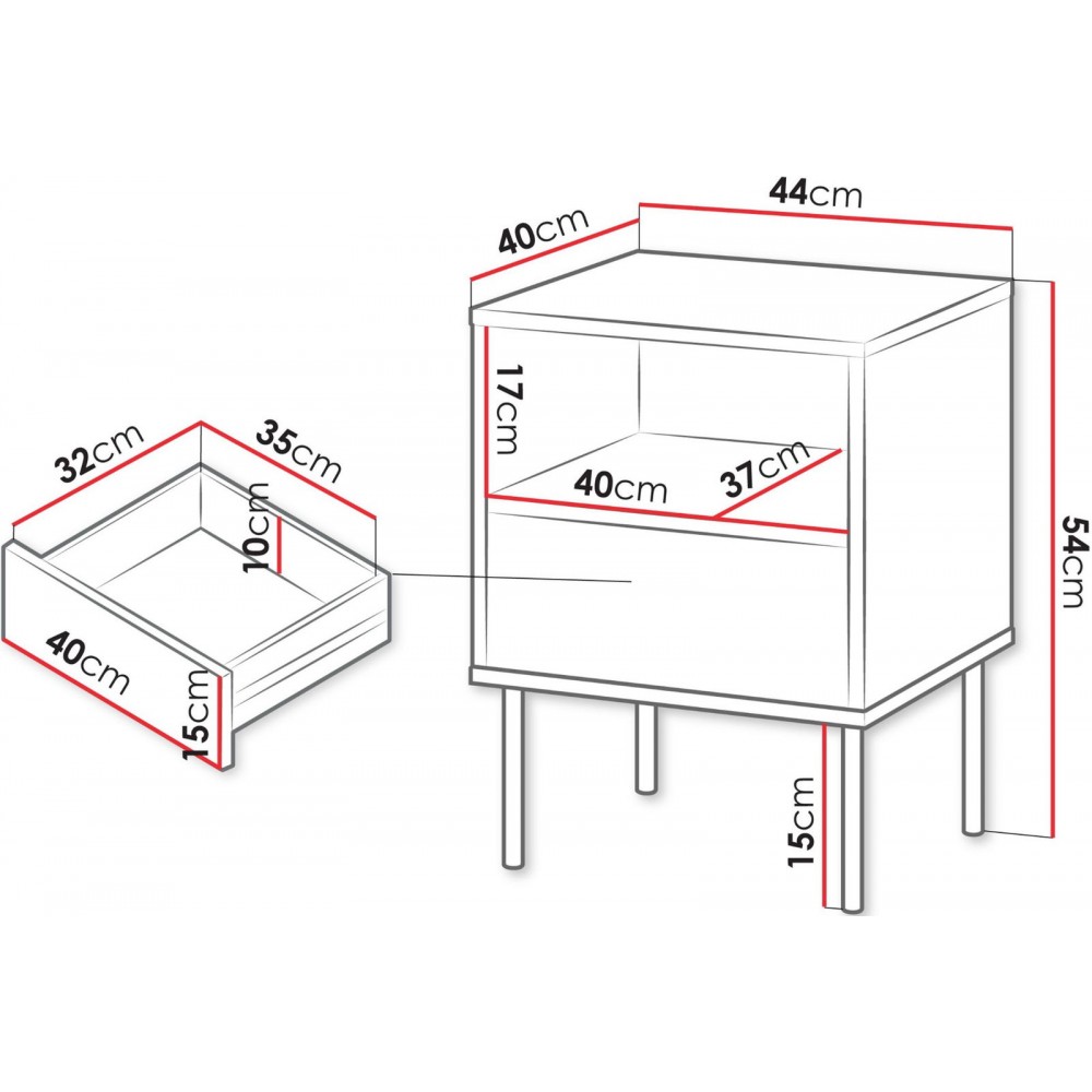 Σετ 2 κομοδίνα Tresse-Mpez