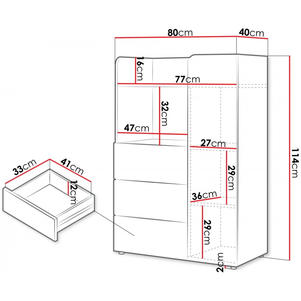 Συρταριέρα Yuki 1D 3S tall -Mpez