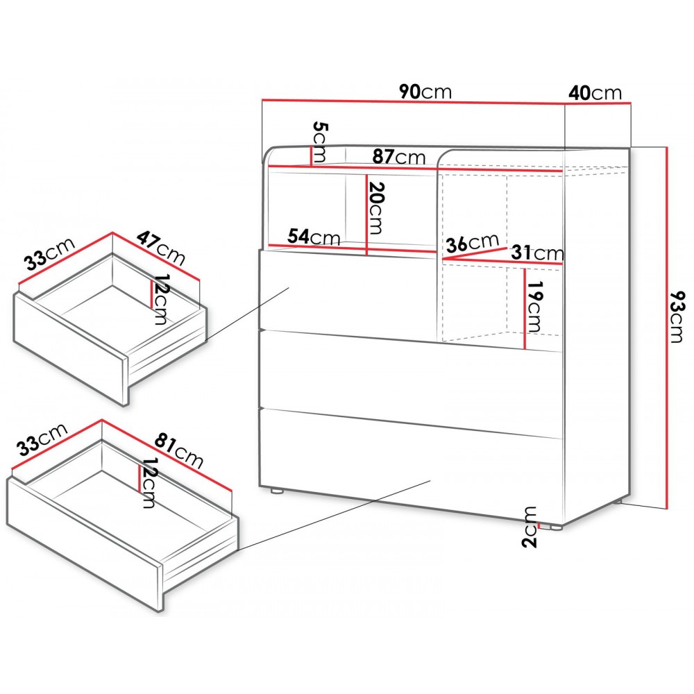 Συρταριέρα Yuki 1D 3S short-Mpez