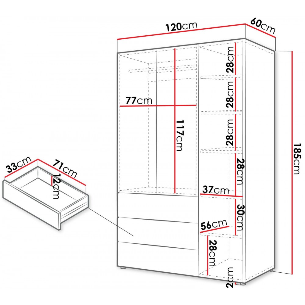 Ντουλάπα Yuki τρίφυλλη-Mpez