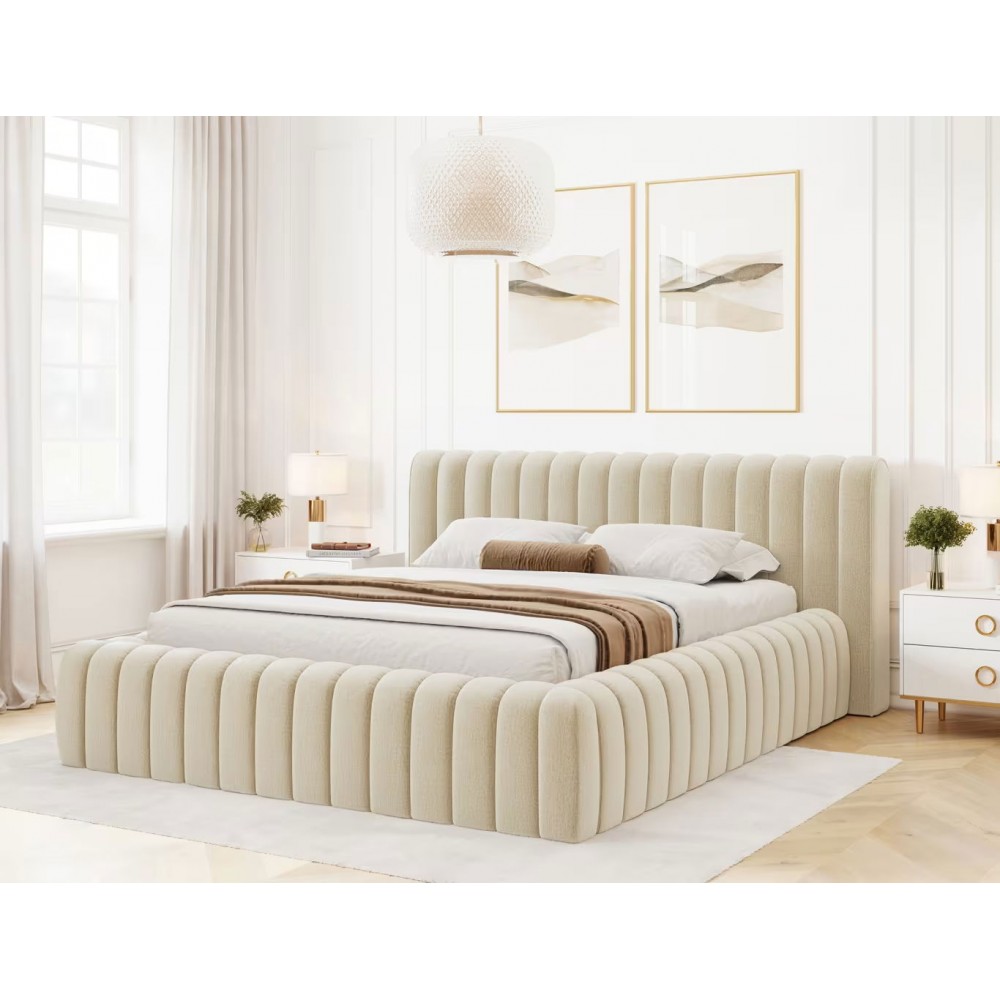 Επενδυμένο κρεβάτι Carlito-Ekrou-140 x 200