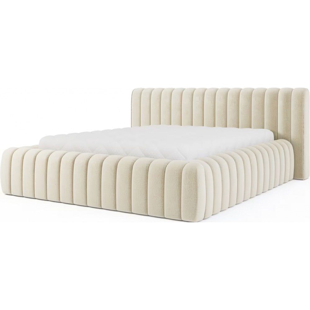 Επενδυμένο κρεβάτι Carlito-Ekrou-140 x 200