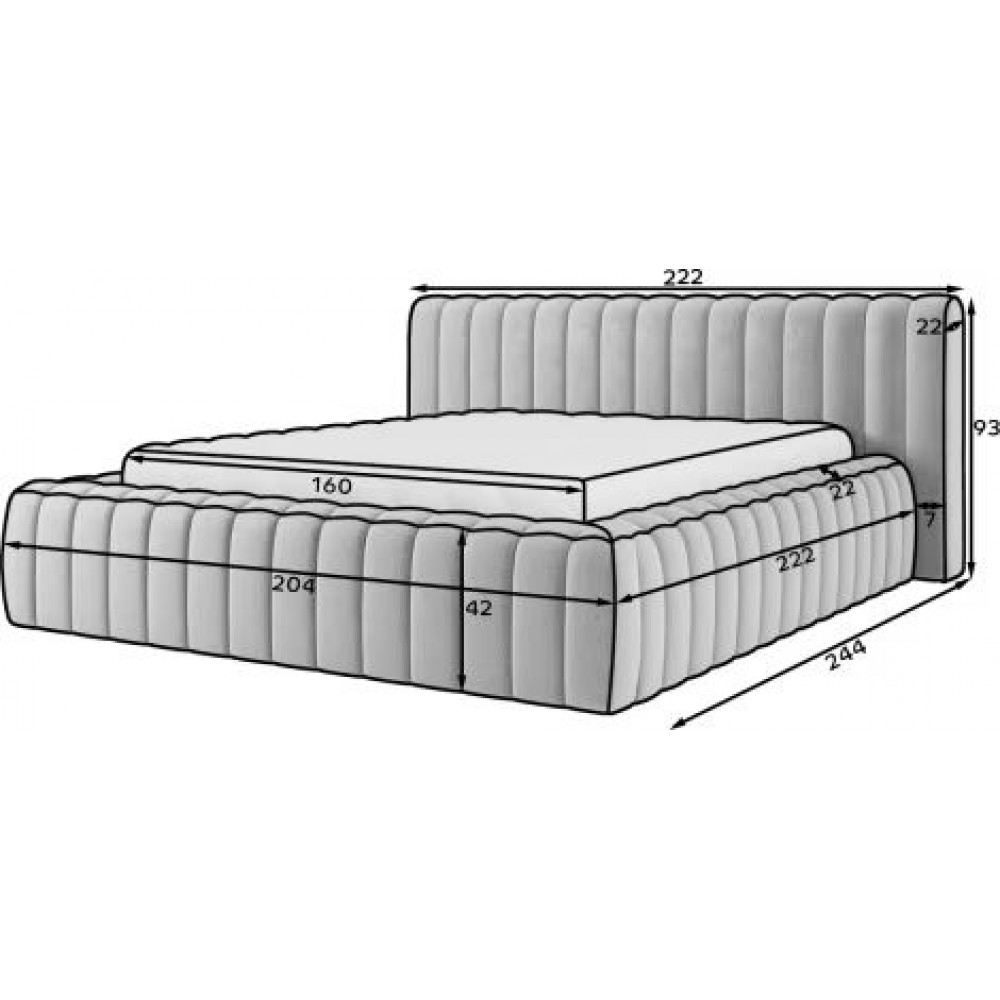 Επενδυμένο κρεβάτι Carlito-Ekrou-160 x 200