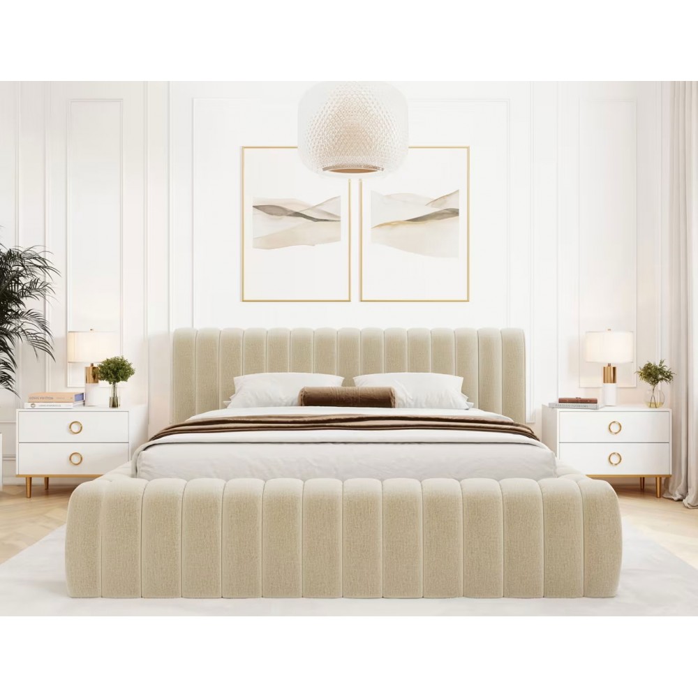 Επενδυμένο κρεβάτι Carlito-Ekrou-180 x 200